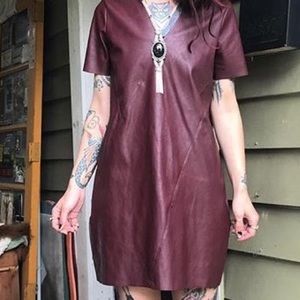 Burgundy faux leather Zara dress